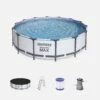 Piscine Hors Sol Tubulaire Ronde Avec Bâche, échelle, Pompe Et Filtre ∅4,3m -ME Soldes SPBW430FPGY 06