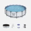 Piscine Hors Sol Tubulaire Ronde Avec Pompe, Filtre, Bâche Et échelle ∅4,5m 1 Piscine Hors Sol Tubulaire Ronde Avec Pompe, Filtre, Bâche Et échelle ∅4,5m -ME Soldes SPBW460FPGY 06