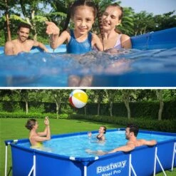 Piscine Hors Sol Tubulaire Rectangulaire Avec Filtre, Pompe Et Bâche -ME Soldes SPBW4X2KIDSCV 03