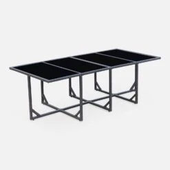 Table De Jardin Encastrable Résine Tressée, 8 Chaises Couleur : Marron -ME Soldes WK8CUBEBN 03