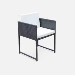 Table De Jardin Encastrable Résine Tressée, 8 Chaises Couleur : Marron -ME Soldes WK8CUBEBN 04