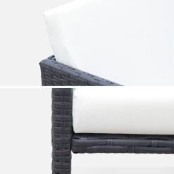 Table De Jardin Encastrable Résine Tressée, 8 Chaises Couleur : Marron -ME Soldes WK8CUBEBN 05