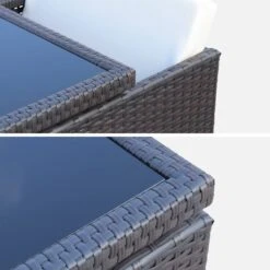 Table De Jardin Encastrable Résine Tressée, 8 Chaises Couleur : Marron -ME Soldes WK8CUBEBN 06