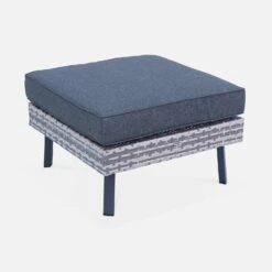 Salon De Jardin Résine Tressée Plate 5 Places Couleur : Nuances De Gris / Gris Foncé -ME Soldes WKAF007MIXGY 05