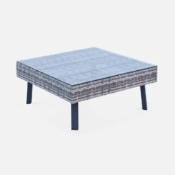 Salon De Jardin Résine Tressée Plate 5 Places Couleur : Nuances De Gris / Gris Foncé -ME Soldes WKAF007MIXGY 06