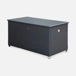 Coffre De Jardin Résine Tressée 790L Couleur : Noir -ME Soldes WKHBOX160BK 01