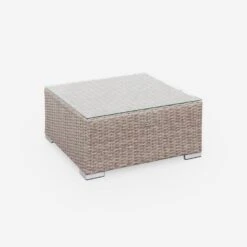 Salon De Jardin Résine Tressée Arrondie 5 Places Couleur : Naturel / Gris Foncé -ME Soldes WKVS007NATGY 04