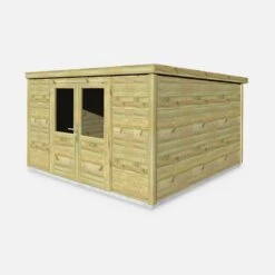 Abri De Jardin Bois 13m², Sapin Du Nord Traité Autoclave Ep.27mm -ME Soldes WSAF33X33NAT 03