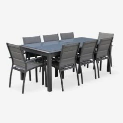 Table De Jardin Extensible Aluminium, 8 Chaises Couleur : Anthracite -ME Soldes XTP300R8CO 02