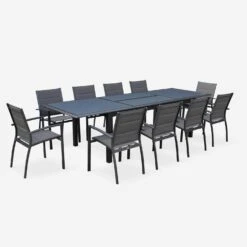 Table De Jardin Extensible Aluminium, 8 Chaises Couleur : Anthracite -ME Soldes XTP300R8CO 03