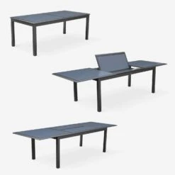 Table De Jardin Extensible Aluminium, 8 Chaises Couleur : Anthracite -ME Soldes XTP300R8CO 04