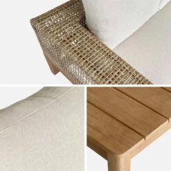 Salon De Jardin Cannage Et Bois 4 Places, Beige Couleur : Teck -ME Soldes accan3101bg 069d20186acbec1b5843140b61939463