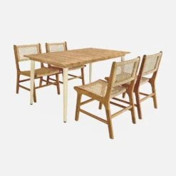 Table De Jardin Bois Et Métal + 4 Chaises En Cannage Et Bois Couleur : Ivoire -ME Soldes ackd150r4civo 8519726dc63afe8524844592f354d63f
