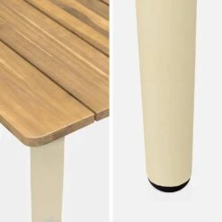 Table De Jardin Bois Et Métal + 6 Chaises En Corde Empilables Couleur : Ivoire / Beige -ME Soldes ackd200ivo6rpbg e5f73d872b77e4a1695b64e46e11e0e1