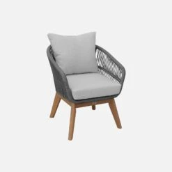 Salon De Jardin Bois Et Cordes 4 Places Couleur : Gris / Gris Chiné -ME Soldes acrope3109gy 96ab03545ddc4787ae3b25fa39275cac