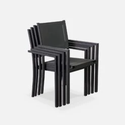 Table De Jardin Aluminium Et Textilène, 6 Chaises Empilables Couleur : Anthracite / Gris -ME Soldes af150r6at e29d504699721d417f273b63b5e99c83