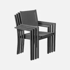 Table De Jardin Aluminium Et Textilène, 8 Chaises Empilables Couleur : Anthracite / Gris -ME Soldes af180r8at 572a846f2b5217690638e3a50b9a2424