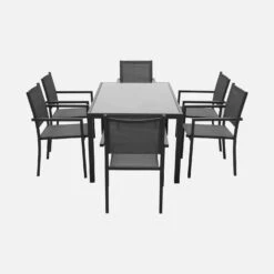 Table De Jardin Aluminium Et Textilène, 8 Chaises Empilables Couleur : Anthracite / Gris -ME Soldes af180r8at aed530d2850f60f3fe68cc2e30c1d6ce