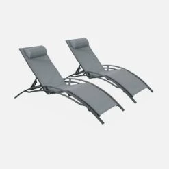 Bain De Soleil Aluminium Textilène, Multi Positions (lot De 2) Couleur : Anthracite / Gris -ME Soldes afloungeatx2 41c740d685a7cc9d90b5075cc7ceaa35