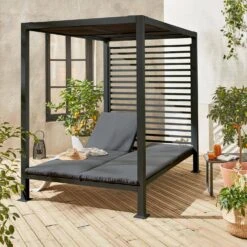 Lit De Jardin Aluminium, 2 Matelas Inclinables, Toit Avec Panneaux Amovibles Couleur : Anthracite / Anthracite -ME Soldes afsunbedat aff47ea55e1777aee5d1bea415619121