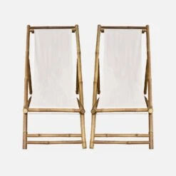 Lot De 2 Chiliennes Bambou , Toile Naturelle Pliable, Multi Positions -ME Soldes bambchilx2nat 3b2e89b311be4c41a72f5150f3d98aef