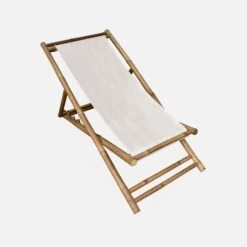 Lot De 2 Chiliennes Bambou , Toile Naturelle Pliable, Multi Positions -ME Soldes bambchilx2nat a5cdda58644d9c61002de964a76e1693