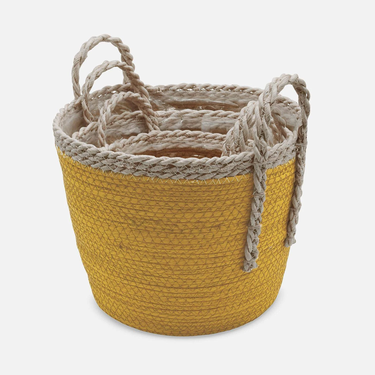 Lot De 3 Paniers Cache Pots Couleur : Jaune 6 Lot De 3 Paniers Cache Pots Couleur : Jaune – Image 4