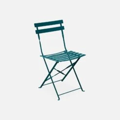 Table De Jardin Bistrot Pliable Métal, 4 Chaises Couleur : Bleu Canard -ME Soldes bs110r4bd 9491805745c0a89dc797b9d246975e6c