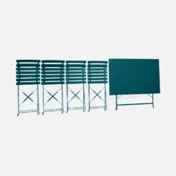 Table De Jardin Bistrot Pliable Métal, 4 Chaises Couleur : Bleu Canard -ME Soldes bs110r4bd b2405d393c827d1f129227ba0b891054