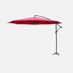 Parasol Déporté Rond 350cm Couleur : Rouge -ME Soldes bu350red b21cb95d210f7f9048a9e59a9f6382bf