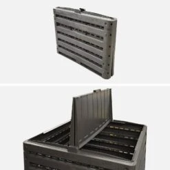 Composteur De Jardin Noir, Plastique Recyclé, Double Ouverture, Modulable, 400L -ME Soldes compwd400lbk ca0e9a653f660730d6de4eea26bc4111