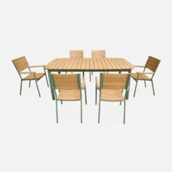 Table De Jardin Bois Et Aluminium 190cm, 6 Chaises Empilables -ME Soldes ec190r6aseggy 470880723b604906ab94cd2c2655803d