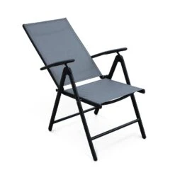 Lot De 4 Fauteuils De Jardin En Textilènes - Naevia -ME Soldes ensemble de 4 fauteuils multi positions en aluminium anthracite et textilene gris 81b6098acb24ed2cd90064db283d9665