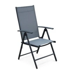 Lot De 4 Fauteuils De Jardin En Textilènes - Naevia -ME Soldes ensemble de 4 fauteuils multi positions en aluminium anthracite et textilene gris dee94b177155dab6fa0027fed0bfe5e2