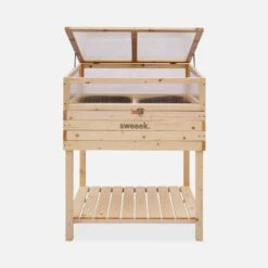 Carré Potager Sur Pieds En Bois Et Serre 80x60x109cm -ME Soldes ghmini109 16c7476ed0357e4c1f36183ed047b265