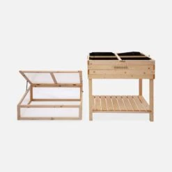 Carré Potager Sur Pieds En Bois Et Serre 80x60x109cm -ME Soldes ghmini109 517f12fc56846561b0ed1aaa22312737