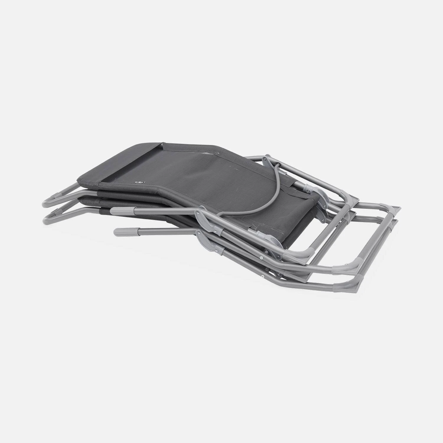 Bain De Soleil Textilène Pliant Avec 2 Positions (lot De 2) Couleur : Anthracite 7 Bain De Soleil Textilène Pliant Avec 2 Positions (lot De 2) Couleur : Anthracite – Image 5