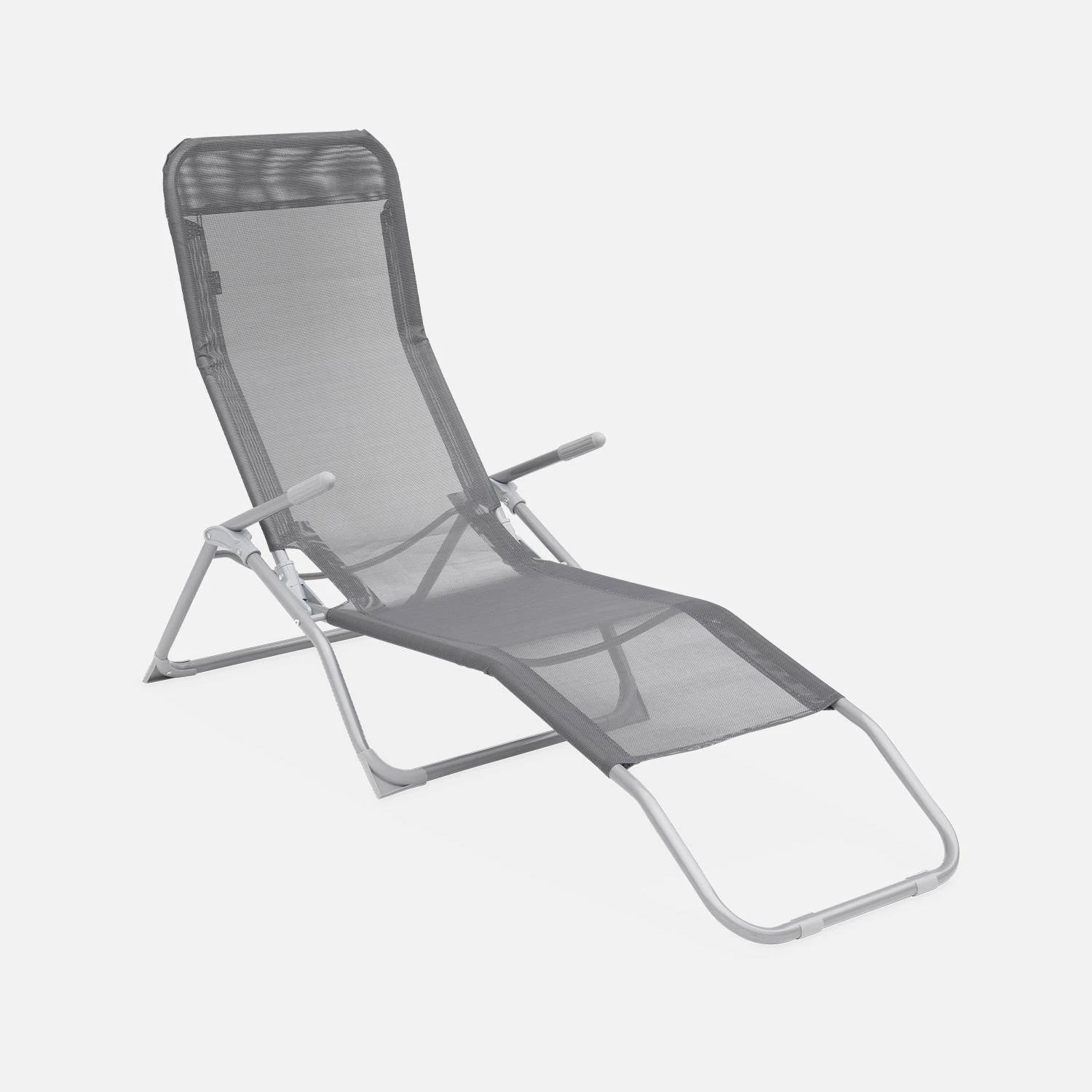 Bain De Soleil Textilène Pliant Avec 2 Positions (lot De 2) Couleur : Anthracite 4 Bain De Soleil Textilène Pliant Avec 2 Positions (lot De 2) Couleur : Anthracite – Image 2
