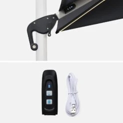 Parasol LED Déporté Carré 3x3m Couleur : Anthracite -ME Soldes hdu3x3leddkgy 89b99a62e2648b82cbf7fa240ca5aa81