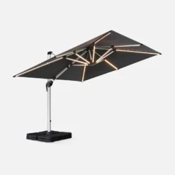 Parasol LED Déporté Carré 3x3m Couleur : Anthracite -ME Soldes hdu3x3leddkgy 9ee6bb56acff9ddf157b2be5f6321d23