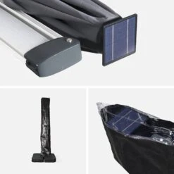 Parasol LED Déporté Carré 3x3m Couleur : Anthracite -ME Soldes hdu3x3leddkgy cfa9f00a7ca452890ecd2ff0ef19f89a