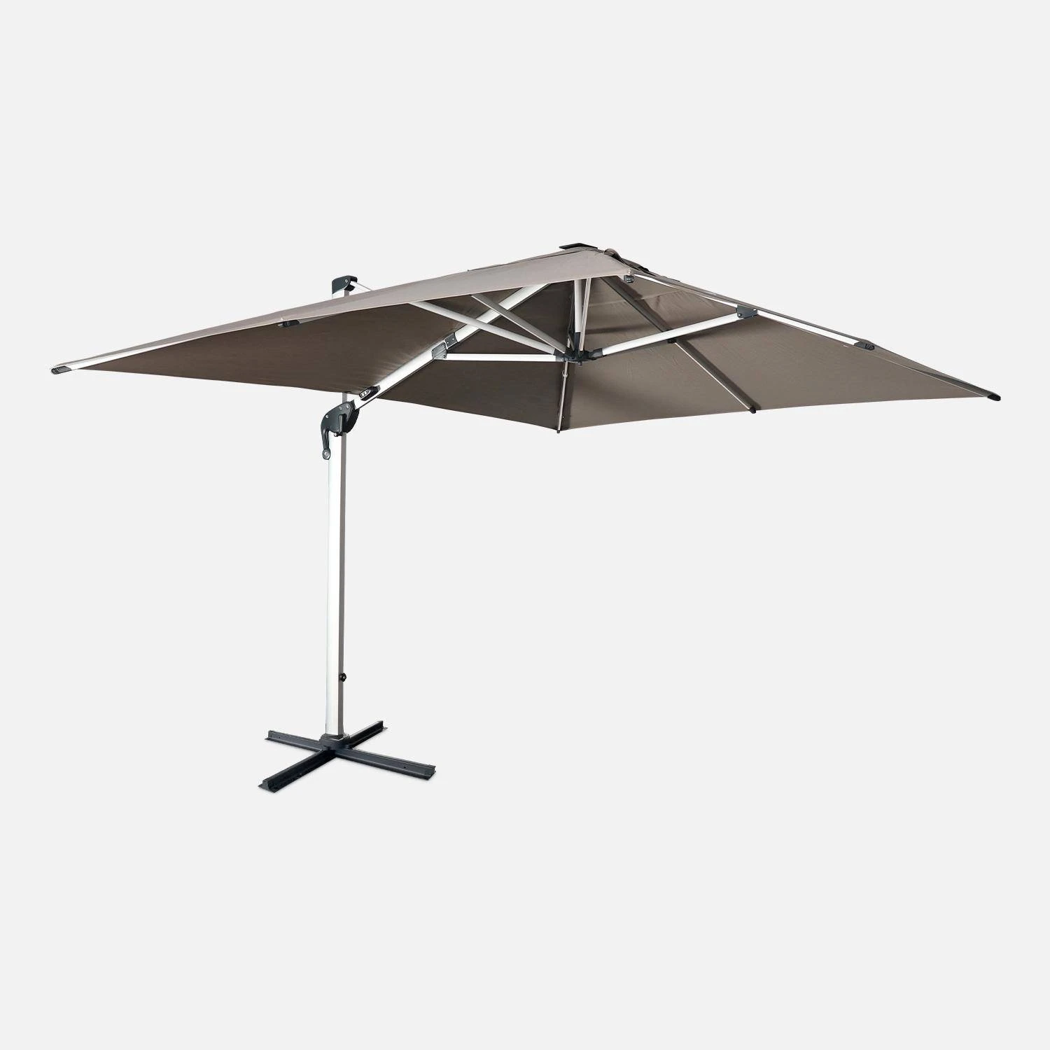 Parasol LED Déporté Rectangulaire 3x4m Couleur : Taupe 3 Parasol LED Déporté Rectangulaire 3x4m Couleur : Taupe