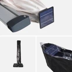 Parasol LED Déporté Carré 4x4m Couleur : Beige -ME Soldes hdu4x4ledbg b94f509c8c2812d10c09ee2536fd4099