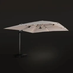 Parasol LED Déporté Carré 4x4m Couleur : Beige -ME Soldes hdu4x4ledbg e23c5fc2ad876c96b970e2a55746feb3