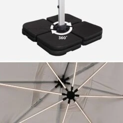 Parasol LED Déporté Carré 4x4m Couleur : Beige -ME Soldes hdu4x4ledbg e745f827abc8d3809cde232dc490ed9f