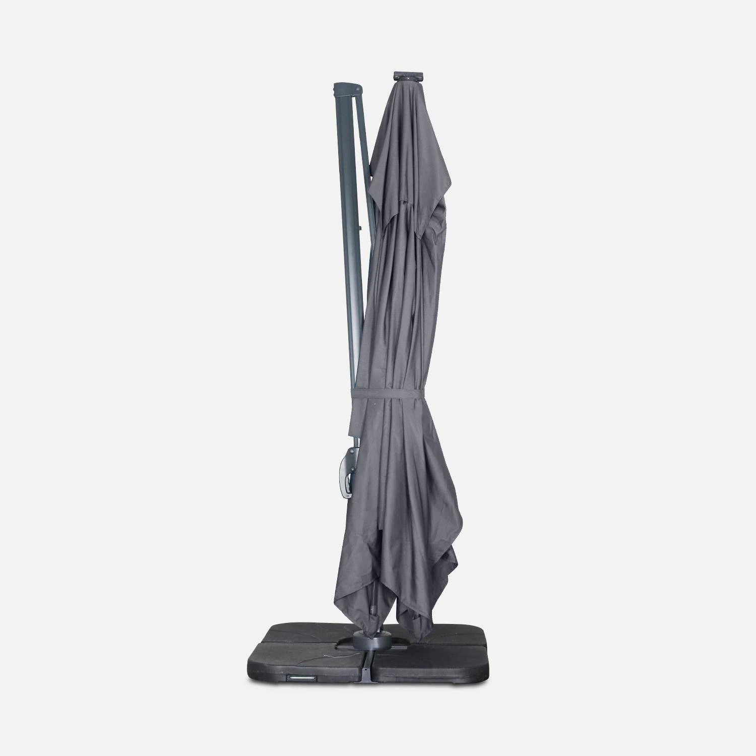 Parasol LED Déporté Rectangulaire 3x4m Couleur : Gris 8 Parasol LED Déporté Rectangulaire 3x4m Couleur : Gris – Image 6