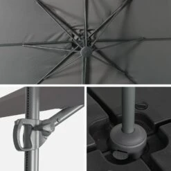 Parasol Déporté Carré 2,5x2,5m -ME Soldes huflat25x25gy 78214c03c1a94e2070b58e0dc9e6309c