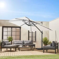 Parasol Déporté Carré 3x3m Couleur : Ecru -ME Soldes hukd3x3ecru 65417703f9a8cabc329e0bf8c837197b