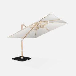 Parasol Déporté Carré 3x3m, Mât Effet Bois Couleur : Ecru -ME Soldes hukd3x3wdecru ef5ac34ffe8b639319f5ab79cac32ed8