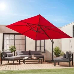 Parasol Déporté Rectangulaire 3x4m + Dalles à Lester 50x50cm Couleur : Rouge -ME Soldes hukd3x4basered 4d012024d98de77b15a2935f131a98e2